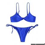 ZAFUL Women's Sexy Cami Straps Twist Front Padded String Thong Bikini Set Royal B07BP11VXD
